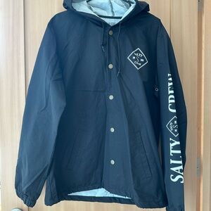 Salty Crew Black Men's Rain Jacket - Size Large
